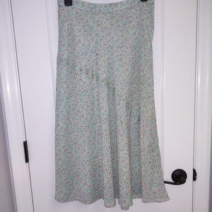 Pre-loved Midi floral skirt, pastel colors spring pattern. Size Small. EUC